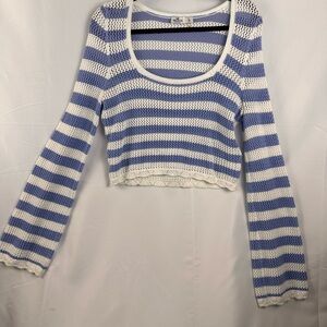 Hollister Blue and White Striped Sweater